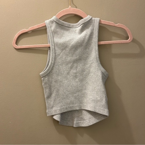 Aerie Gray Ribbed Cropped Tank Top - Picture 2 of 7